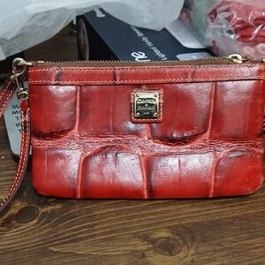 Dooney & Bourke Croc-Embossed Red Wristlet